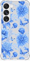 Case voor Geschikt voor Samsung Galaxy S23 Flowers Blue