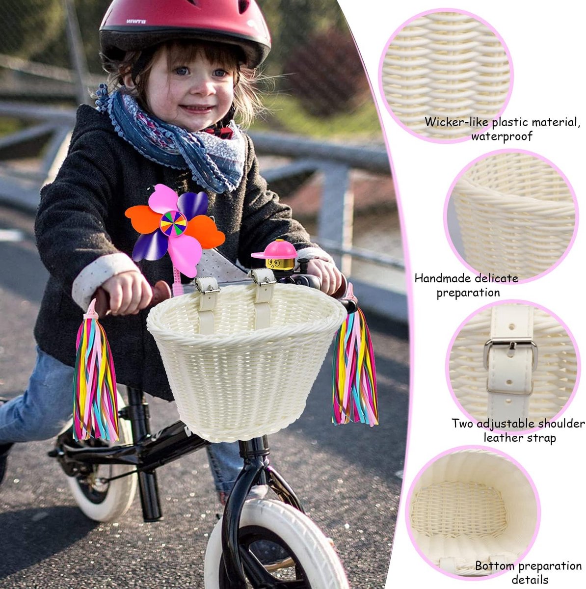 Panier de vélo pour enfants, décoration pour vélo, enfants, filles, avec  cloche pour