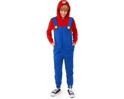 foto van OppoSuits Mario Kids Onesie - Nintendo Huispak - Kinder Kleding voor Mario Outfit - Carnaval - Rood - Maat: M - 110/116 - 122/128 - 6-8 Jaar