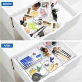 Puricon Clear Bureaulade Organisatoren, Multifunctionele Plastic Make-up Trays Opslagbakken Verdelers, voor Slaapkamer Dressoir Badkamer Keuken Kantoor