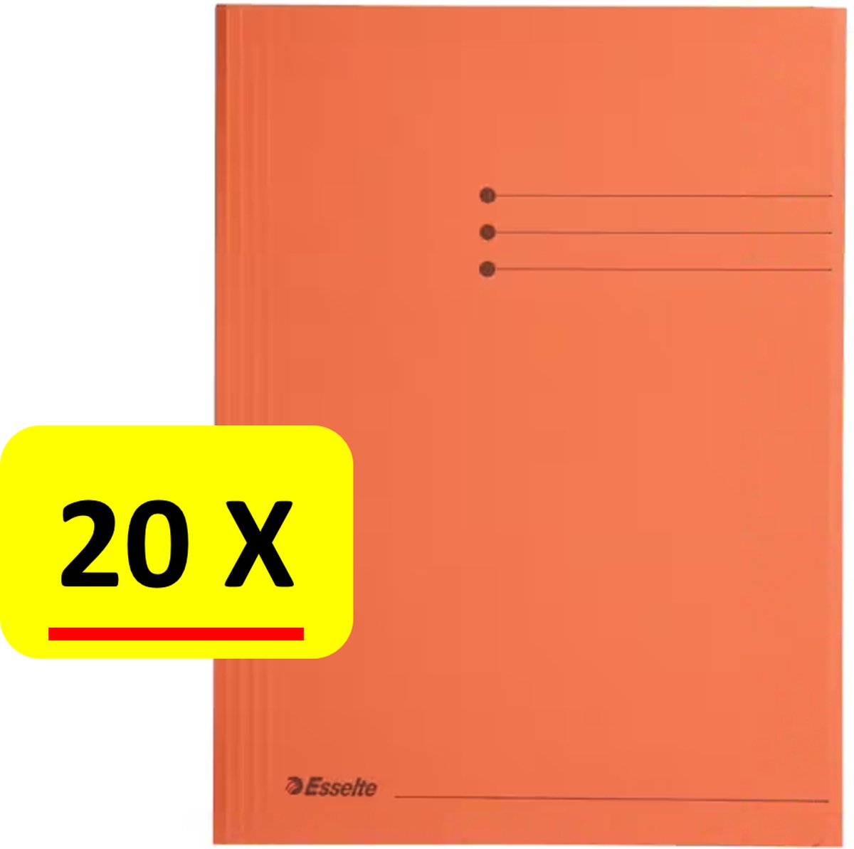 20 x Dossiermap - A4 - Esselte - Manilla - 3-kleps - oranje