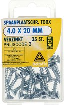 Deltafix spaanplaatschroef platkop / torx / met nibs / type 17 snijpunt verzinkt 4.0 x 20 mm 35 st.