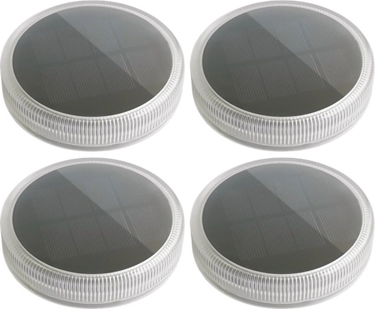 Solar buitenlamp - Grondspot 'Round' - Voordeelset van 4 stuks - Met schemersensor - Op zonne-energie