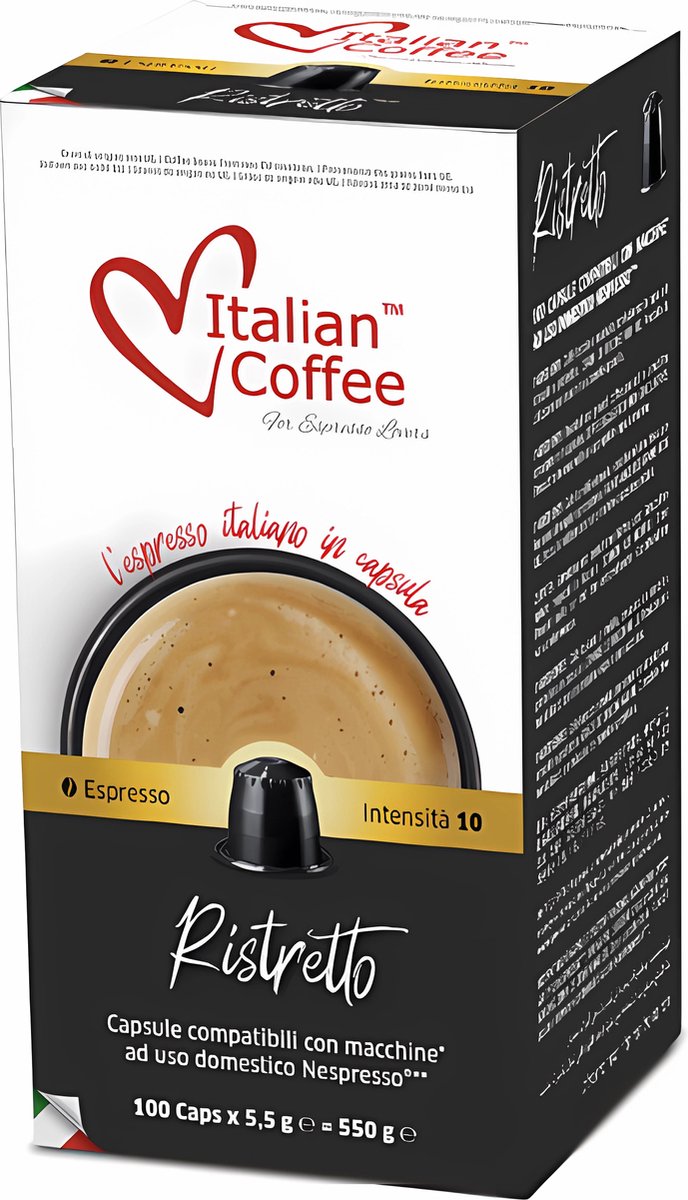 PROMO PACK 100x Koffiecups - Italian Coffee Espresso Ristretto voor Nespresso® compatible - Espresso Koffie - Made in Italy - Voor Nespresso Inissia, Citiz, Essenza, Pixie, Creatista ...