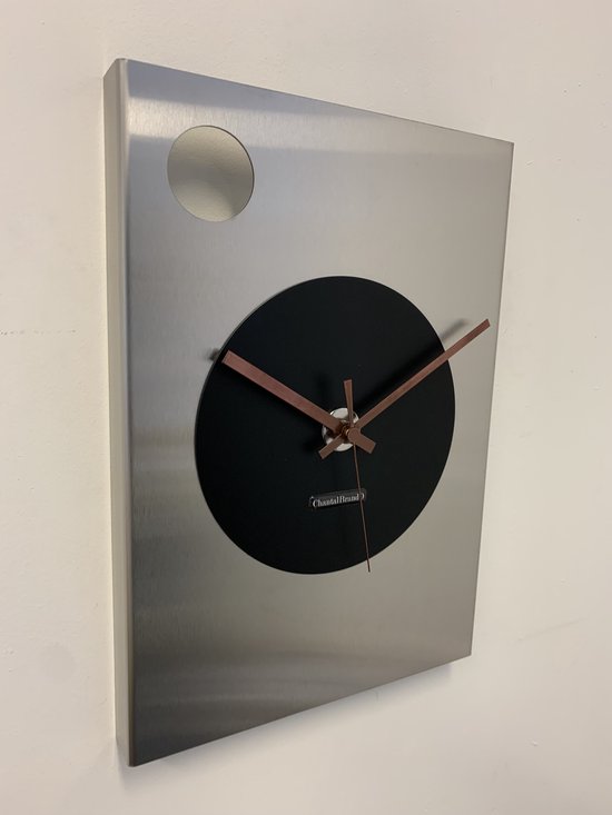 Horloge murale CHANTALBRANDO CYCLOP == ARGENT & BLACK == DESIGN MODERNE = NOIR & ARGENT