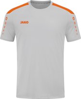 JAKO Shirt Power Korte Mouw Kind Grijs-Oranje Maat 164
