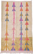 Vloerkleed Vintage - Marokkaans Vloerkleed - 225 x 135 cm - Handgemaakt, Kleurrijk & Uniek - Gemaakt van 100% wol - Hoogpolig Azilal Tapijt