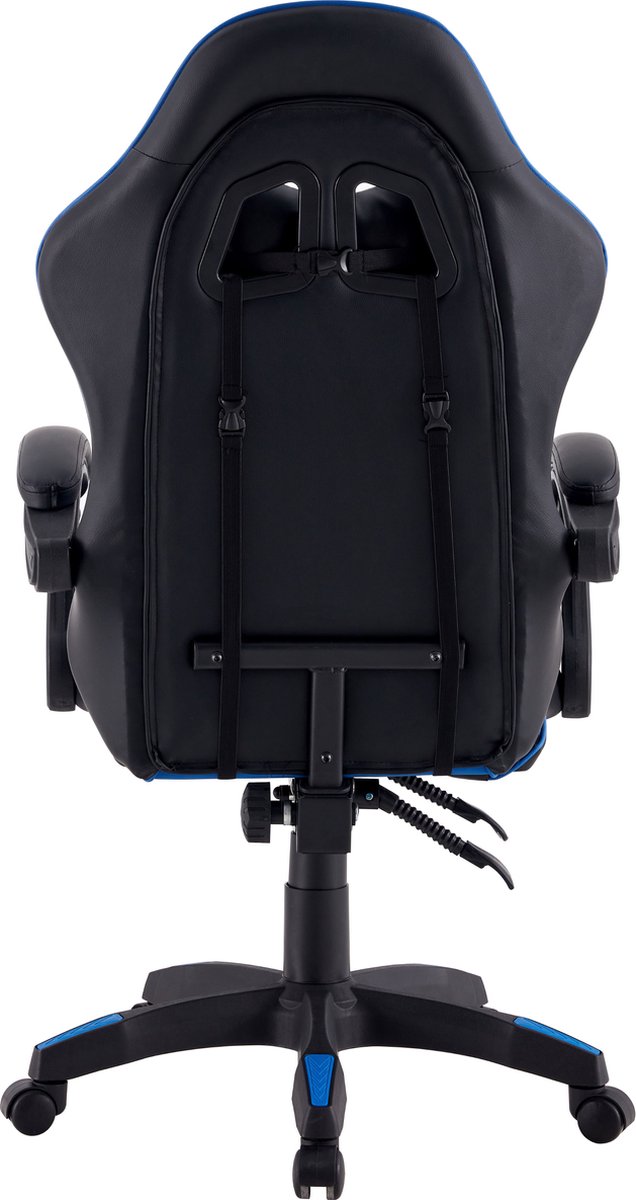 Bureaustoel - Ergonomische bureaustoel met kantelmechanisme - Ergonomische directiestoel - Ergonomische luxe gamingcomputerstoel - Voor gaming/kantoor/thuiswerk - Extra dikke vulling - Blauw thumbnail 2