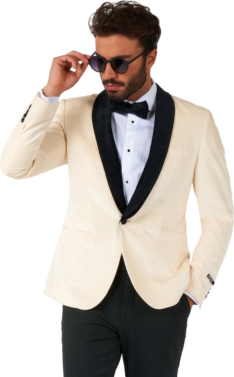 OppoSuits Deluxe Dinner Jacket - Ivory Champagne - Heren Blazer - Kerst, Bruiloften en Meer - White - Maat: EU 52