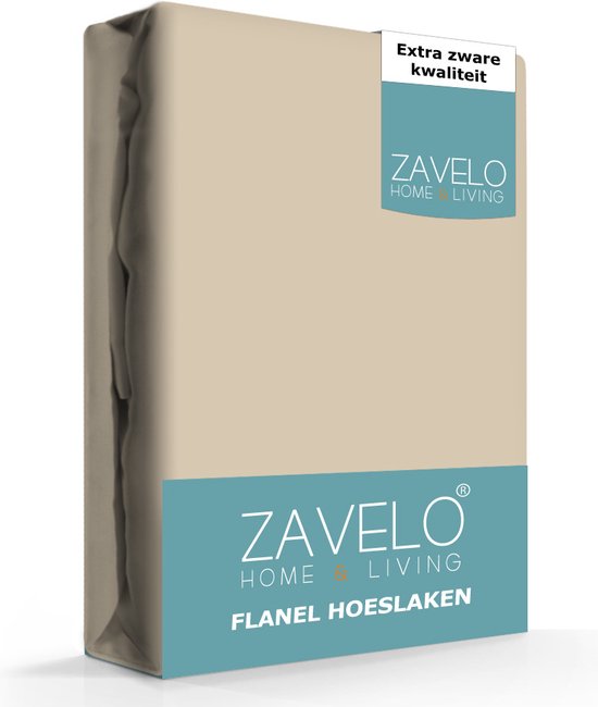 Zavelo Hoeslaken Flanel Zand - 2-persoons (140x200 cm) - 100% Gekamd katoen - 30 cm Hoekhoogte - Zacht & Comfortabel