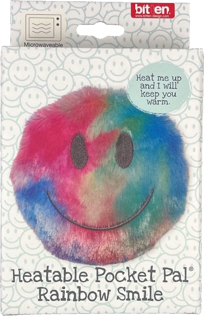Goedkoopste Bitten Design Regenboog Smiley Warmtekussen - Klein