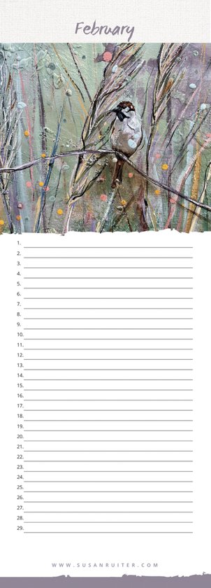 Verjaardagkalender Vogels - kunstenaar Susan Ruiter