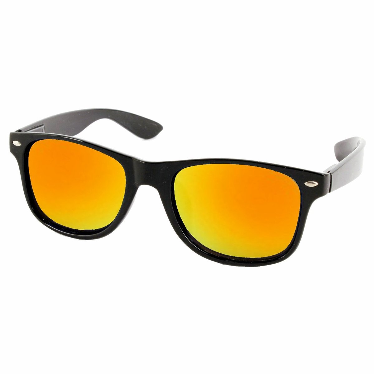 Fako Sunglasses® - Mat Zwarte Zonnebril Met Goud/Rode Spiegelglazen - Heren Zonnebril - Dames Zonnebril - UV400 - Mat Zwart - Spiegel Goud/Rood