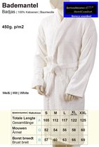 Badjas - shawlkraag - 450g. p/m2 XL - Wit (Optisch gebleekt) 100% katoen/ badstof