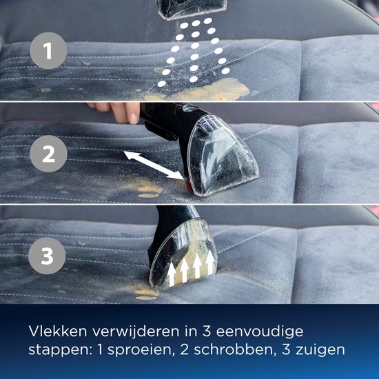 BISSELL SpotClean Plus Draagbare Vlekkenreiniger - Met Extra Lange 2.2m Slang - Tapijtreiniger voor Bank, Auto & Matras - Carpet Cleaner Apparaat - Incl. HydroRinse Zelfreiniging - Reinigingsmachine - Zetelreiniger - 3724N