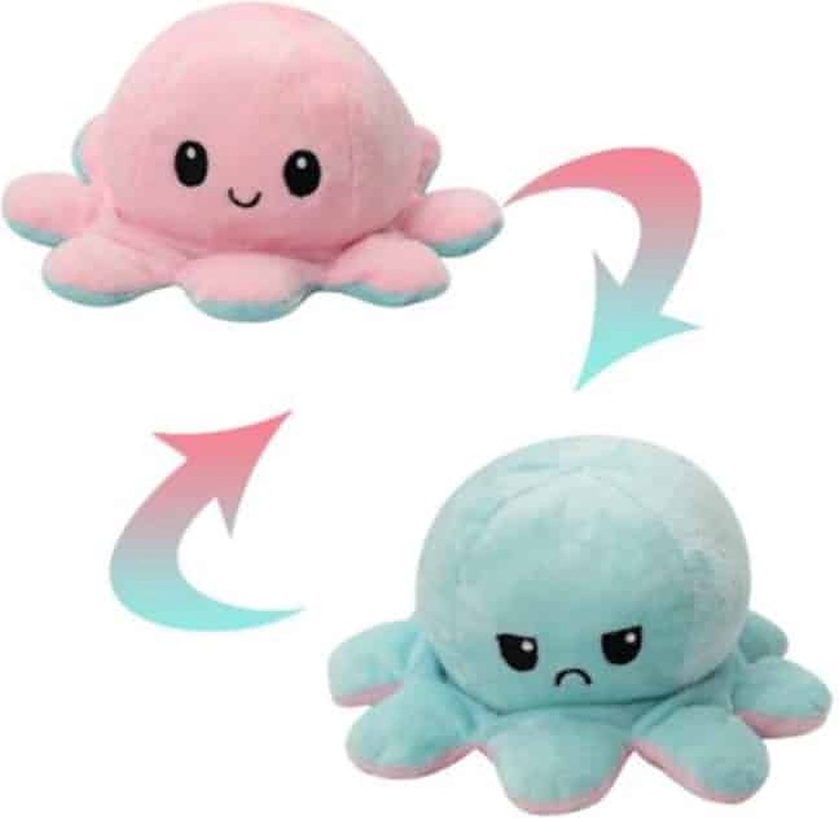 Octopus mood knuffel - Emotie knuffel - Knuffel - Mood - Verwisselbaar emotie - Kleurenmix - Merkloos