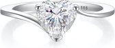 Amora - 14k Witgouden Hart Solitair Moissanite Ring - 3.1 karaat.