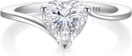 Amora - Platinum Hart Solitair Moissanite Ring - 2.2 karaat