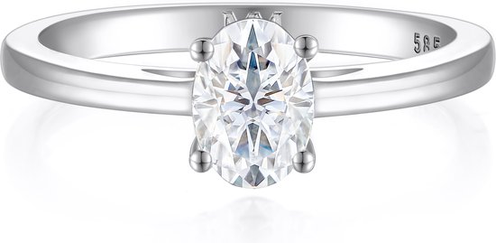 Eloise - Platinum Ovaal Solitair Moissanite Ring - 5.8 karaat