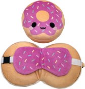 Oreiller de voyage et masque de sommeil – Relaxeazzz Adorasnacks Donut Round – 14 x 15 x 10,5 cm/15 x 17 x 5 cm.
