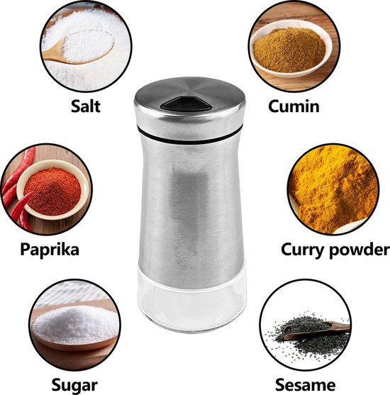 APACALI Lot de 4 pots à épices en verre borosilicate de 200 ml avec couvercle rotatif, 3 types de trous pour épices, pour cuisine, barbecue en plein air, barbecue, cuisine APACALI Lot de 4 pots à épices en verre borosilicate de 200 ml avec couvercle rotatif, 3 types de trous pour épices, pour cuisine, barbecue en plein air, barbecue, cuisine