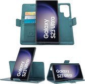 Geschikt voor Samsung Galaxy S23 Ultra Book Case Hoesje - Uitneembaar Hoesje - Magnetische Sluiting - Portemonnee Turqoise