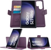 Samsung Galaxy S23 Ultra Book Case Hoesje - Uitneembaar Hoesje - Magnetische Sluiting - Portemonnee Paars