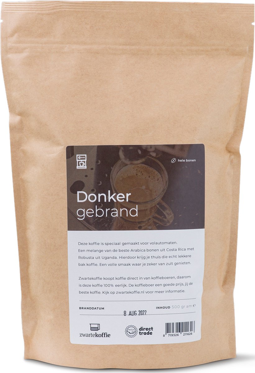 Zwartekoffie.nl |Donker Gebrand koffiebonen voor volautomaten - 1 kg