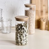 HOMLA Elsen transparante keukenpot voor voedsel van glas - opbergdoos voor droge producten voorraadpot met deksel voorraadpot organizer - met bamboe deksel 0,9 liter
