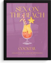 FrameYourWall® - Fotolijst met poster 30x40 cm - Cocktail - Sex on the beach - Foto in lijst paars - Fotokader van hout - Kaders en lijsten - Paarse decoratie - Wissellijst muurposter - Picture en photo frame - Posterlijst - Fotohouder