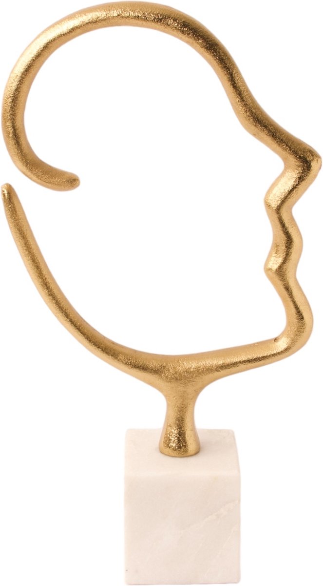 WinQ - Silhouet van Hoofd Goud- decoratief Ornament 20x29cm - zwarte marmer voet