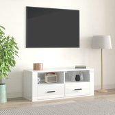 vidaXL Tv-kast - Klassiek - Media - 100 x 35 x 40 cm - Ken- Hoogglans wit bewerkt hout - Kast