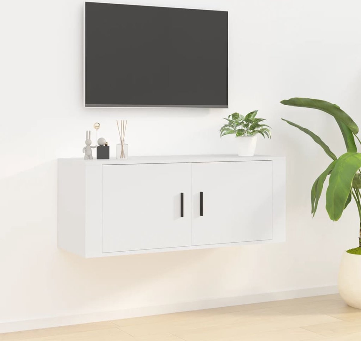Tv-wandmeubel bewerkt hout betongrijs kopen