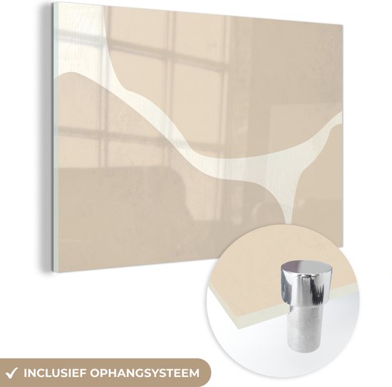 MuchoWow® Peinture sur verre 60x40 cm - Peinture sur verre acrylique - Abstrait - Beige - Art moderne - Photo sur verre - Peintures