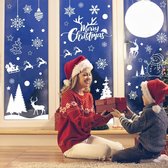 Kerst raamstickers, 148 stuks vrolijke kerstdecoraties stickers inclusief sneeuwpop, rendier, kerstboom, statische sneeuwvlokken stickers voor Kerstmis thuis raamdecoratie, kerstfeestbenodigdheden