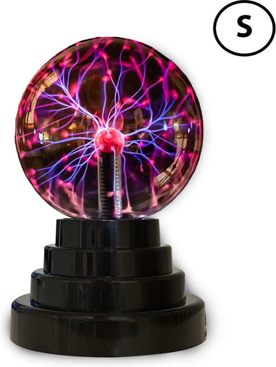 I-Total Plasma bol - discolamp - plasmalamp - aanraak gevoelig - geluid gevoelig - draadloos - zwart - 14cm - klein