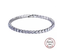 Tennis Armband Zilver Verguld - Zirkonia stenen 4 MM - Lengte 17 CM - Tennis Bracelet - Sieraden