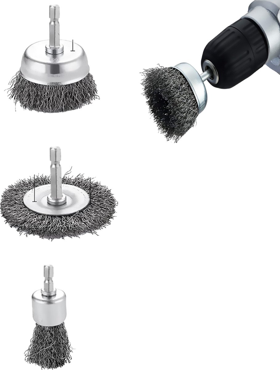 Goedkoopste Livano Boorborstel - Reinigingsborstel Boormachine - Borstelset Voor Boormachine - 3 Delig