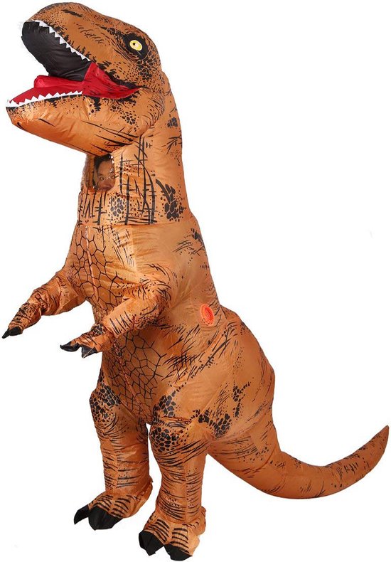 KIMU® Costume Opblaasbaar T- Rex Marron - Costume Gonflable Costume Dino Costume Dinosaurus Dino Trex - Mascotte Gonflable