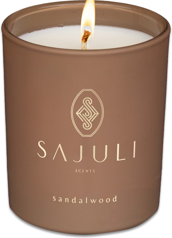 Sajuli Luxe Geurkaars – Sandelwood – Sojawas – 40 branduren – Cadeauverpakking