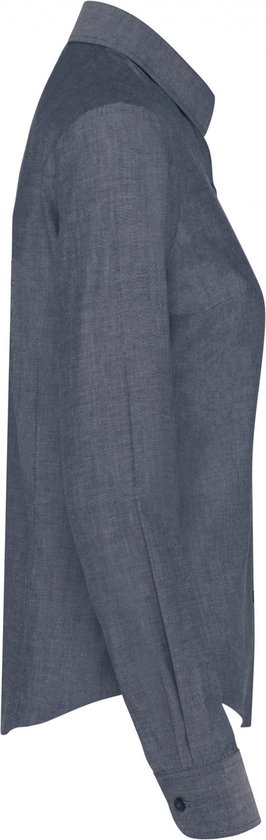 Chemisier Femme XXL Kariban Manches longues Oxford Shadow Navy 70% Katoen, 30% Polyester