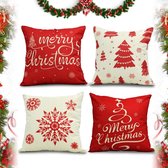 CALIYO - Kussenslopen - Kussenhoesjes - 40x40 cm - Kerst kleuren - Set Van 4 Stuks - Perfect voor Kerstmis