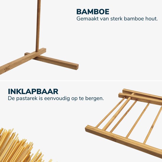 Kitchenz® Pasta Droogrek – Pastadroogrek voor Verse Pasta – Droog Rekje Inclusief E-book – Handig & Compact voor Thuis Pasta Maken - Pasta Rekje