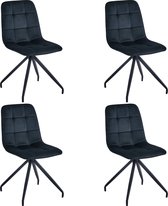 Colenis® - Chaise de salle à manger Farucci - Set de 4 - Zwart - Velours