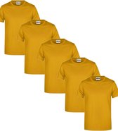 James & Nicholson 5 Pack Geel T-Shirts Heren, 100% Katoen Ronde Hals, Ondershirts Maat XL