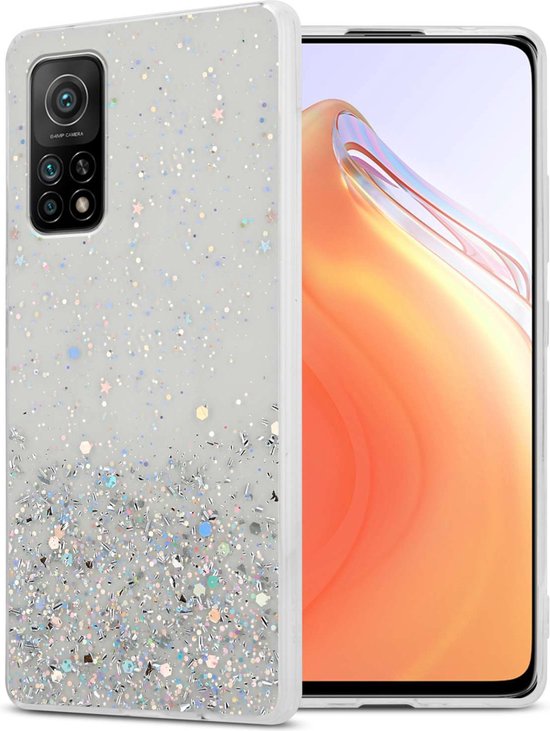 Coque Cadorabo pour Xiaomi Mi 10T / Mi 10T PRO en Transparent avec Glitter - Housse de protection en silicone TPU flexible avec paillettes scintillantes Case Cover Etui