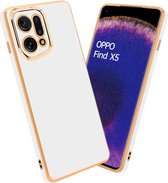 Cadorabo Hoesje geschikt voor Oppo FIND X5 in Glossy Wit - Goud - Beschermhoes Case Cover van flexibel TPU-silicone en met camerabescherming
