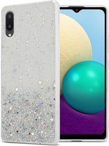 Cadorabo Hoesje geschikt voor Samsung Galaxy A02 / M02 in Transparant met Glitter - Beschermhoes van flexibel TPU silicone met fonkelende glitters Case Cover Etui