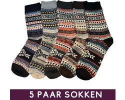 5 paar sokken met Nordic patroon - maat 38-42 - Winter sokken dames/heren - Vintage socks