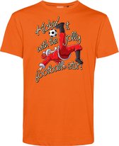 T-shirt kind Kickin' It With Santa | Foute Kersttrui Dames Heren | Kerstcadeau | Kerstpakket | Oranje | maat 68